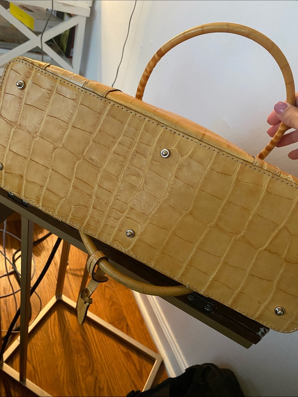 Dooney & Bourke Mustard Croc-Embossed Shoulder Bag - Picture 6 of 8